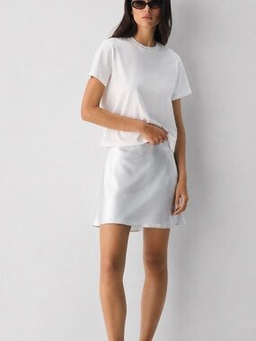 Aritzia Babaton Satin Mini Skirt Ice Blue Size 12
